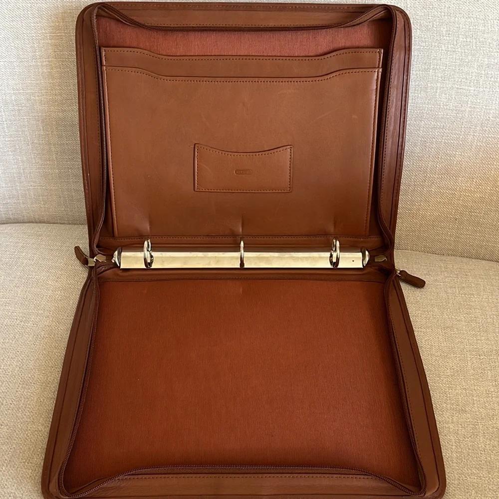 Coach Vintage Brown Leather Large Three Ring Binder Zip Top Handle Folio - Picture 6 of 16